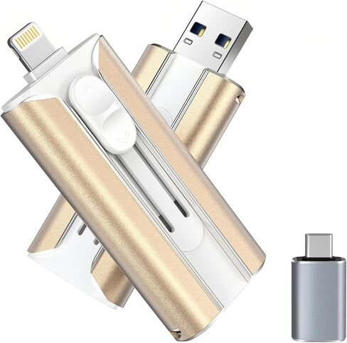 484GB Flash Drive for iPhone&iPad&Android&Pc, Photo StickUSB Stick Memory Stick PhotoNVideo Storage Jump Drive Photo Saver ExternalFlash Drive (Available Space:~484gb),1 Pack,Gold in Kuwait