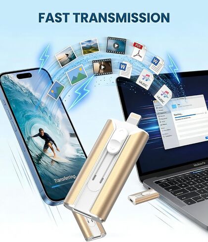 484GB Flash Drive for iPhone&iPad&Android&Pc, Photo StickUSB Stick Memory Stick PhotoNVideo Storage Jump Drive Photo Saver ExternalFlash Drive (Available Space:~484gb),1 Pack,Gold in Kuwait