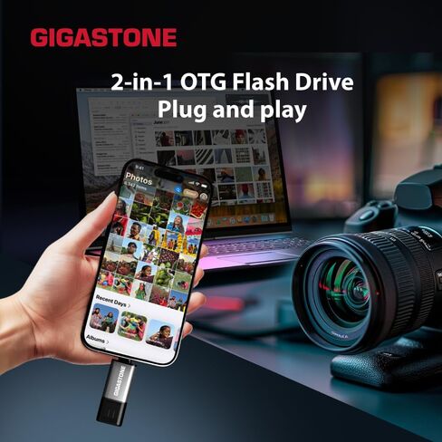 GIGASTONE 512GB Dual USB Flash Drive 2-Pack, USB 3.2 Gen 1, 2-in-1 USB C+A, Speed Up to 100MB/s, Head Cap Design Thumb Drive, Plug & Play for Smartphone/PC/Mac/TV/Car Audio, USB 2.0/3.0/3.1 Compatible in Kuwait