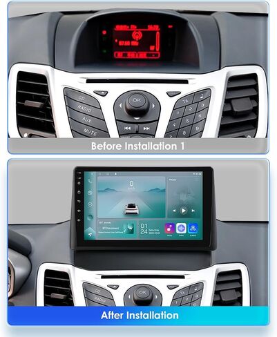 Android 14 Car Radio Stereo for Ford Fiesta (2009-2016), 2+64GB GPS Navigation Head Unit 9 inch 1280 * 720 Touchscreen with Carplay/Android Auto Bluetooth DSP SWC TPMS WiFi USB in Kuwait