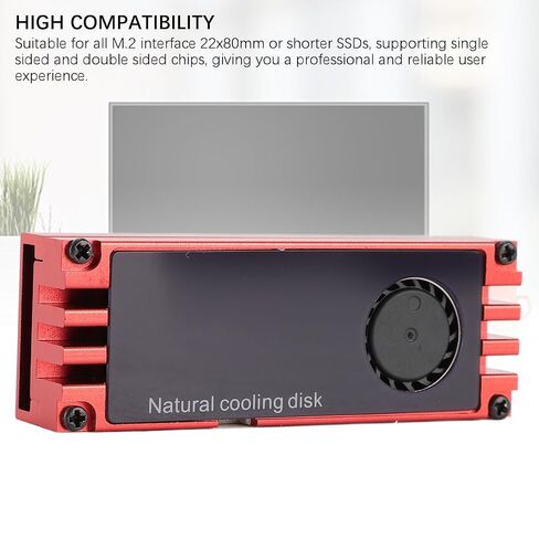 Bewinner NVMe M.2 SSD Cooler with Temperature Display, M.2 Heatsink with Fan for 2280 SSD, HighDensity Aluminum Heatsink for Enhanced Cooling & Overheat Protection (Red) in Kuwait