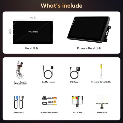 Car Radio Stereo for Jeep Wrangler JK 2007 2008 2009 2010 2011 2012 2013 2014 2015 2016 2017 2018, 10" Android Head Unit, Wireless CarPlay, Android Auto, GPS, Bluetooth, SWC, Backup Camera in Kuwait