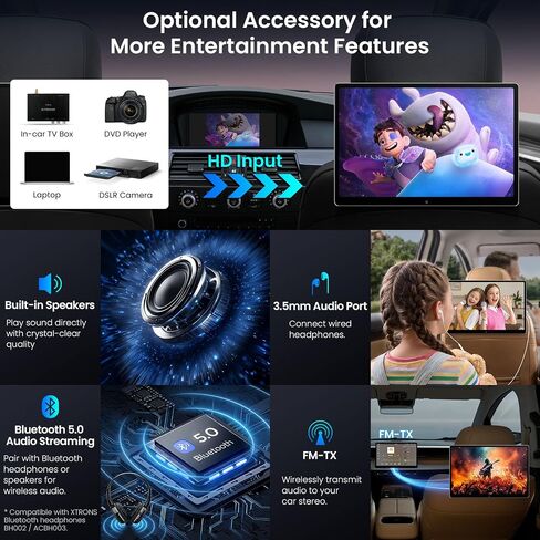XTRONS 14" Android 13 Headrest Monitor Snapdragon 662 4GB 64GB HDMI for Car in Kuwait