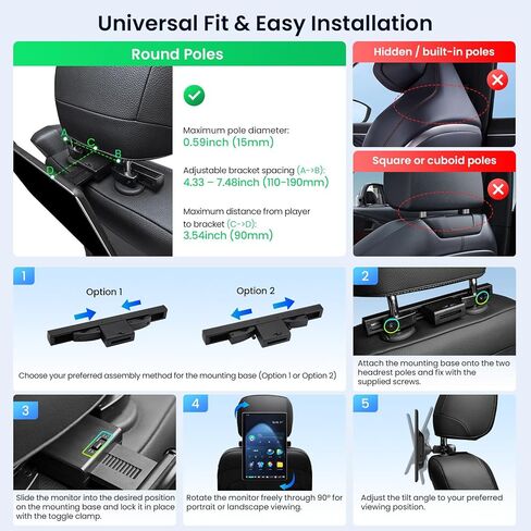 XTRONS 14" Android 13 Headrest Monitor Snapdragon 662 4GB 64GB HDMI for Car in Kuwait