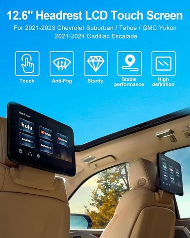 85100044 12.6" OEM Headrest Touch Screen LCD Display Replacement for 2021-2024 Cadillac Escalade, 2021-2023 GMC Yukon XL Chevy Suburban Tahoe, Rear Seat Entertainment TV DVD Monitor 84824745 86786028 in Kuwait
