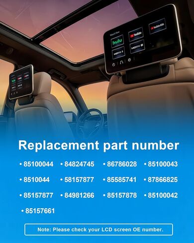85100044 12.6" OEM Headrest Touch Screen LCD Display Replacement for 2021-2024 Cadillac Escalade, 2021-2023 GMC Yukon XL Chevy Suburban Tahoe, Rear Seat Entertainment TV DVD Monitor 84824745 86786028 in Kuwait