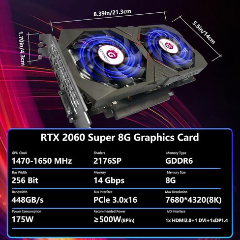 GPVHOSO RTX 2060 8GB Super Graphics Card 256Bit GDDR6, in Kuwait
