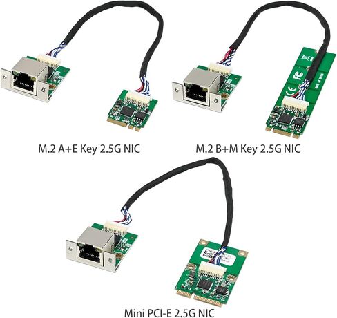 M.2 A+E Key to 2.5G Ethernet Adapter - NIC with Intel I226V, 100/1000/2500 Mbps RJ45 Stable Connection Cable Length 20cm, Compatible with OpenWRT | Windows | Linux | Server | PC | SBC (A+E with Screw) in Kuwait