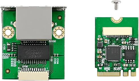 M.2 A+E Key to 2.5G Ethernet Adapter - NIC with Intel I226V, 100/1000/2500 Mbps RJ45 Stable Connection Cable Length 20cm, Compatible with OpenWRT | Windows | Linux | Server | PC | SBC (A+E with Screw) in Kuwait