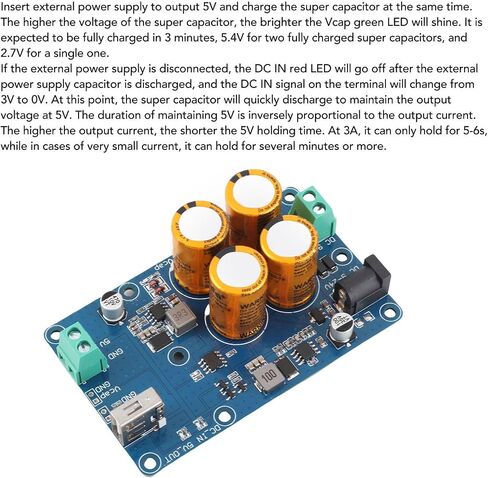 Super Capacitor Uninterruptible Power Supply 5V3A with Power Indicator Compact Design for Electronics Backup (4S) in Kuwait