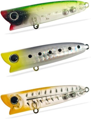 Pack of 10 Popper Fishing Lure 6cm/6g Artificial Hard Baits Without Hooks Topwater Popper Saltwater Fishing Bait for Bass Pike in Kuwait