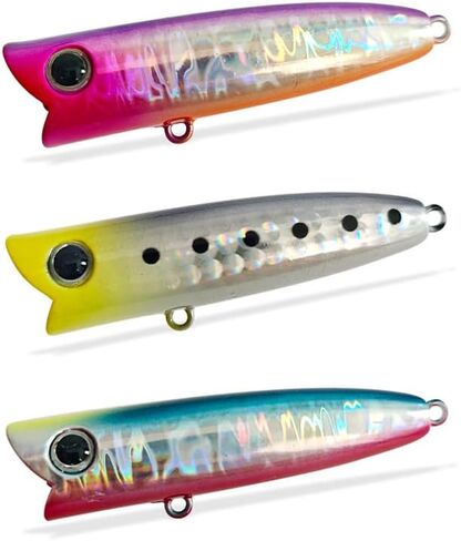 Pack of 10 Popper Fishing Lure 6cm/6g Artificial Hard Baits Without Hooks Topwater Popper Saltwater Fishing Bait for Bass Pike in Kuwait