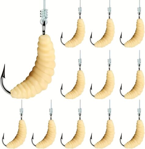Waxworms & Fake Maggots – Realistic Soft Fishing Lures for Crappie, Trout, Panfish, Bluegill & Perch – Artificial Worms for 1/64–1/80 oz Jig Heads or Floats in Saudi Arabia