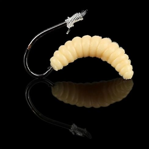 Waxworms & Fake Maggots – Realistic Soft Fishing Lures for Crappie, Trout, Panfish, Bluegill & Perch – Artificial Worms for 1/64–1/80 oz Jig Heads or Floats in Saudi Arabia
