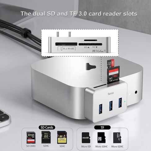 6-in-2 USB Type C Hub M.2 NVMe Enclosure for Mac mini M4 / M4 Pro Silver in Kuwait