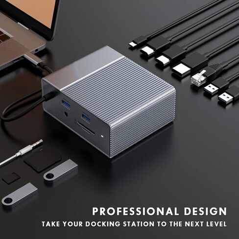 Hyper Drive USB C Docking Station, Laptop 12in1 USB-C GEN2 Dock for Mac Win, Triple Monitor 4K60Hz HDMI DP USB 3.1 PD100W in Kuwait