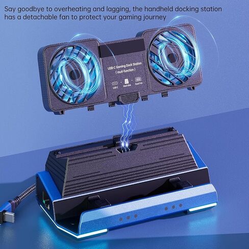 9 in 1 Docking Station for Steam Deck for Legion Go for Claw for ROG Ally X, Dismantling Cooling Fans USB C Dock with HDMI 4K 60Hz, 4 USB 3.0, PD100W, SD TF, Gigabit Ethernet in Kuwait