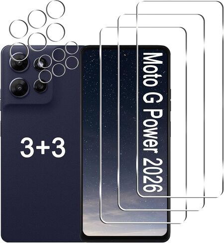 [3+3 Pack] Moto G Power 2026 Screen Protector + Camera Lens Protector in Kuwait