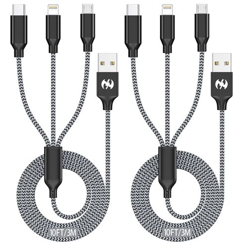 Multi Charging Cable 6ft 2Pack 3 in 1 Charger Cord, Multiple Rapid Cable in Kuwait