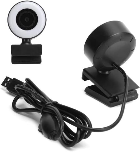 Webcam with Ring Light Plug and Play USB Web Camera Adjustable Brightness 10M Microphone for Video Conferencing, Online Teaching & Live Streaming in Kuwait