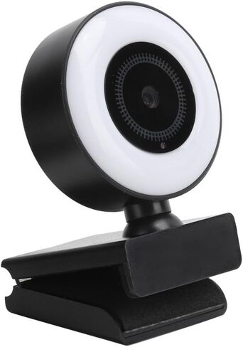 Webcam with Ring Light Plug and Play USB Web Camera Adjustable Brightness 10M Microphone for Video Conferencing, Online Teaching & Live Streaming in Kuwait