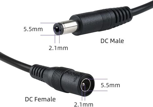 Power Extension Cable 100ft 5.5mm x 2.1mm 12 Volt Male to Female Plug Cord for CCTV IP Security Cameras DVRs and More Devices Black… in Kuwait