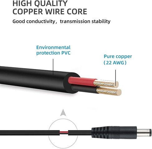 Power Extension Cable 100ft 5.5mm x 2.1mm 12 Volt Male to Female Plug Cord for CCTV IP Security Cameras DVRs and More Devices Black… in Kuwait
