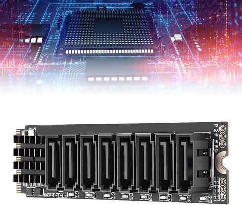 M.2 M Key to 8-Port Serial ATA 3.0 Expansion Card, PCIe 3.0 X2 Adapter for Server Workloads and High Speed Performance NAS in Kuwait