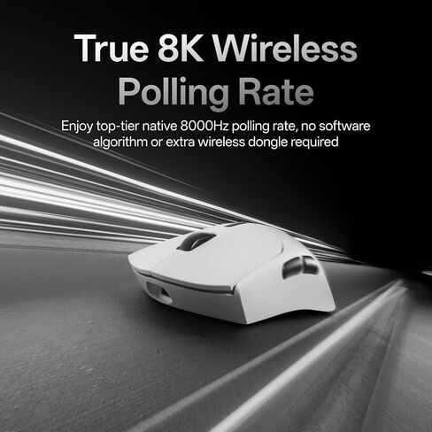 Rapoo VT7 MAX Wireless Gaming Mouse, True 8K Wireless Polling Rate, 53g Lightweight, Up to 750 Hr Battery, Nordic nRF54L15 MCU, 120-Million Optical Switch, 10 Programmable Buttons, Macro Enabled in Kuwait