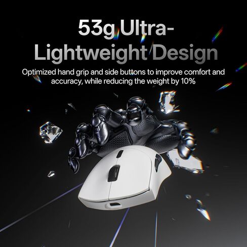 Rapoo VT7 MAX Wireless Gaming Mouse, True 8K Wireless Polling Rate, 53g Lightweight, Up to 750 Hr Battery, Nordic nRF54L15 MCU, 120-Million Optical Switch, 10 Programmable Buttons, Macro Enabled in Kuwait