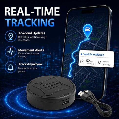 Mini GPS Tracker for Vehicles, Real-Time Car Location Tracking, Magnetic in Kuwait