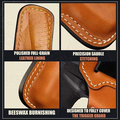 IWB Leather Holster for G17/G19 Gen 3 4 5 6 & G23/G32 Gen 3 4 & G19X/G44/G45 with TLR-7 HL-X & TLR-8 HL-X/TLR-8 G HL-X, Optic-Ready, Inside Waistband Carry, 1.75 Inch Steel Belt Clip, Brown, Right in Kuwait