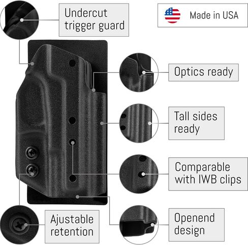 945 Industries Kydex Holster for Glock 19/19x/45/44/17 (Gen 3,4,5) Hook and Loop Attachment Panel for Conceal Carry Bags/Ambidextrous in Kuwait