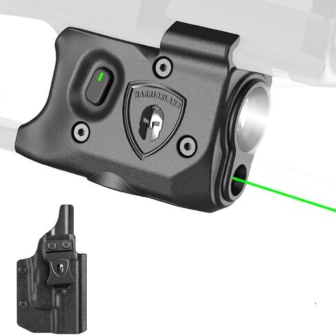 WARRIORLAND Pistol Light Laser & Holster Fit for Glock 17/19 Gen 3-5 & G22/23/31/32 Gen 3-4 & G19X/44/45, Compact 150-Lumen Trigger Tactical Light with Green Laser White LED & IWB Holster in Kuwait