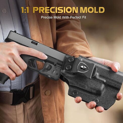 WARRIORLAND Pistol Light Laser & Holster Fit for Glock 17/19 Gen 3-5 & G22/23/31/32 Gen 3-4 & G19X/44/45, Compact 150-Lumen Trigger Tactical Light with Green Laser White LED & IWB Holster in Kuwait