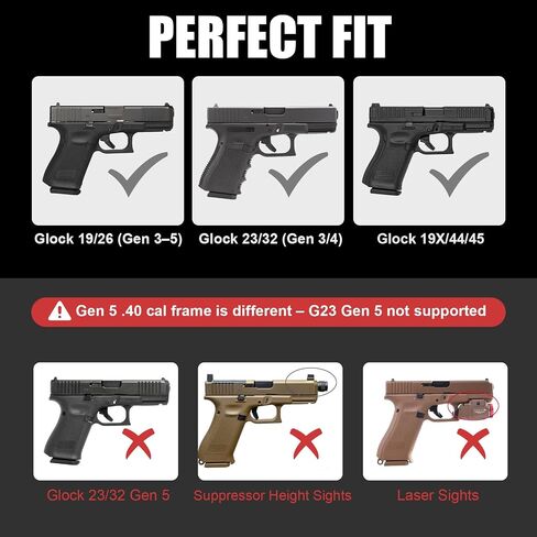 IWB Holster Compatible with Glock 19 19X 23 32 45(Gen3 4 5 Only), Inside Waistband Concealed Carry Holster Fit G19 G19X G23 G32 G45(Gen3 4 5), Adjustable Cant & Retention/Fit 1.5 Inch Belt. in Kuwait