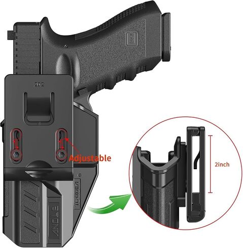 Level 2 OWB Paddle Holster, Auto Lock Quick Release Polymer Holster, Adjustable Retention & 0-60° Cant for Glock17 19 22 23 19X 31 32 44 45 Gen 1-5 in Kuwait
