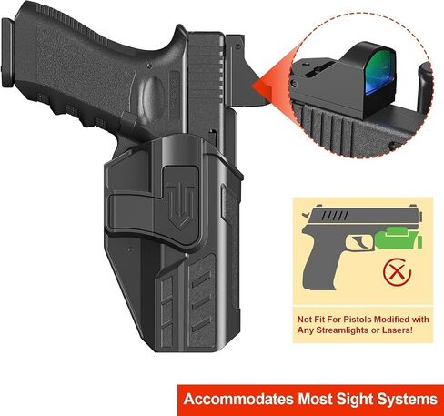 Level 2 OWB Paddle Holster, Auto Lock Quick Release Polymer Holster, Adjustable Retention & 0-60° Cant for Glock17 19 22 23 19X 31 32 44 45 Gen 1-5 in Kuwait