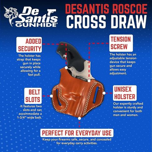 DeSantis Roscoe Cross Draw OWB Holster - Right Hand Cross Draw, Tan in Kuwait