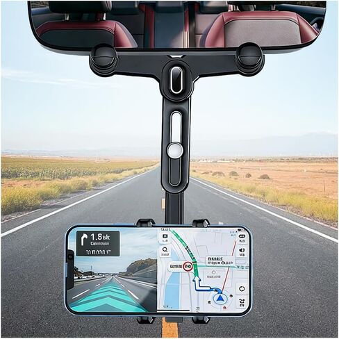 360° Rotation Rear View Mirror Phone Holder,Retractable Car Phone Holder Rear View Mirror Mount for 4.0-7.0" Phones,Unobstructed Rearview Mirrors Phones Holders for Cars,Trucks,SUVs in Kuwait