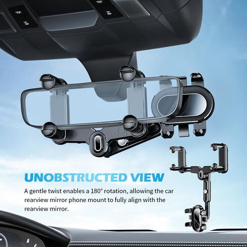 360° Rotation Rear View Mirror Phone Holder,Retractable Car Phone Holder Rear View Mirror Mount for 4.0-7.0" Phones,Unobstructed Rearview Mirrors Phones Holders for Cars,Trucks,SUVs in Kuwait