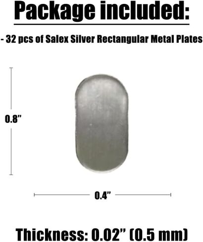 Mini Metal Plates for Magnetic Mount, Wall, Phone Holder, Case, Magnet, Crafts, DIY. Kit of 32 Silver Small 0.4" x 0.8" Iron Discs with 3M Adhesive Backing. Steel Replacement Sticker Set 32 Pack in Kuwait