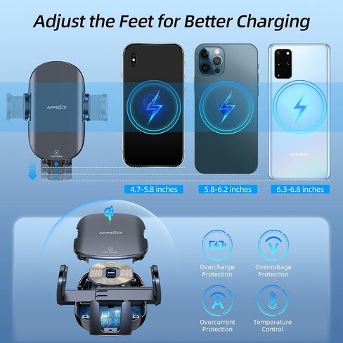 APPS2Car Wireless Car Charger 15W Fast Charging Car Phone Holder Charger Wireless Car Charger Mount for Dashboard Windshield Air Vent Compatible with iPhone 15 Pro Max Plus 14 13 12 Samsung LG & More in Kuwait