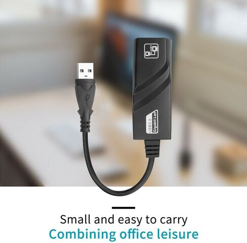 USB 3.0 to Gigabit Ethernet Adapter, Black, RJ45 LAN for Laptop, Desktop, Android TV Box, 10/100/1000 Mbps in Saudi Arabia