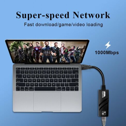 USB 3.0 to Gigabit Ethernet Adapter, Black, RJ45 LAN for Laptop, Desktop, Android TV Box, 10/100/1000 Mbps in Saudi Arabia