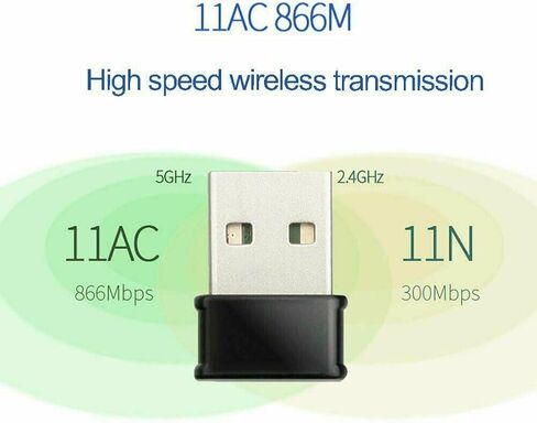 USB WiFi Adapter, Black, AC1200 Dual Band 2.4G/5.8G, 1200Mbps Wireless Network Adapter for PC in Kuwait