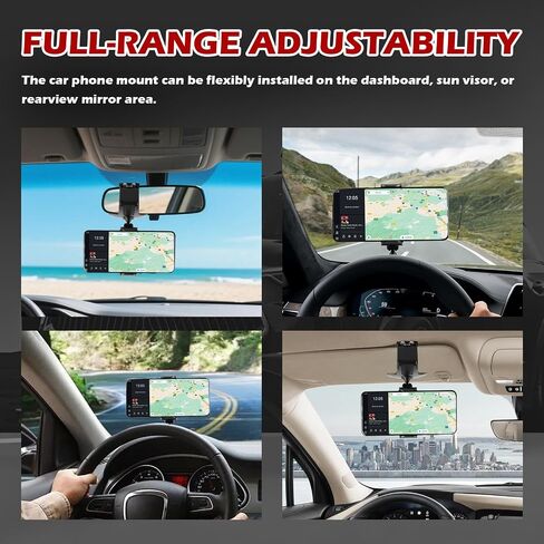 360° Rotatable Dashboard Phone Holder for Car,2026 Upgraded Car Phone Holder Fit for Dashboard/Sun Visor/Rearview Mirror,Universal 4-7 inch Dash Phones Holders for Cars in Kuwait