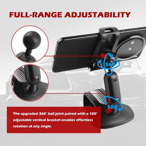 360° Rotatable Dashboard Phone Holder for Car,2026 Upgraded Car Phone Holder Fit for Dashboard/Sun Visor/Rearview Mirror,Universal 4-7 inch Dash Phones Holders for Cars in Kuwait