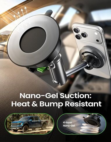 Broodx Magnetic Car Phone Holder, Windshield/Dash Metal Suction Cup Mount in Kuwait