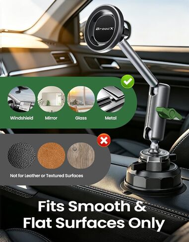 Broodx Magnetic Car Phone Holder, Windshield/Dash Metal Suction Cup Mount in Kuwait